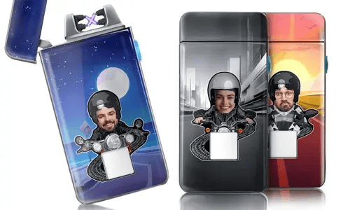 Personalised lighter with motorcyclist